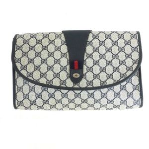 Vintage Gucci Blue Monogram Clutch Bag